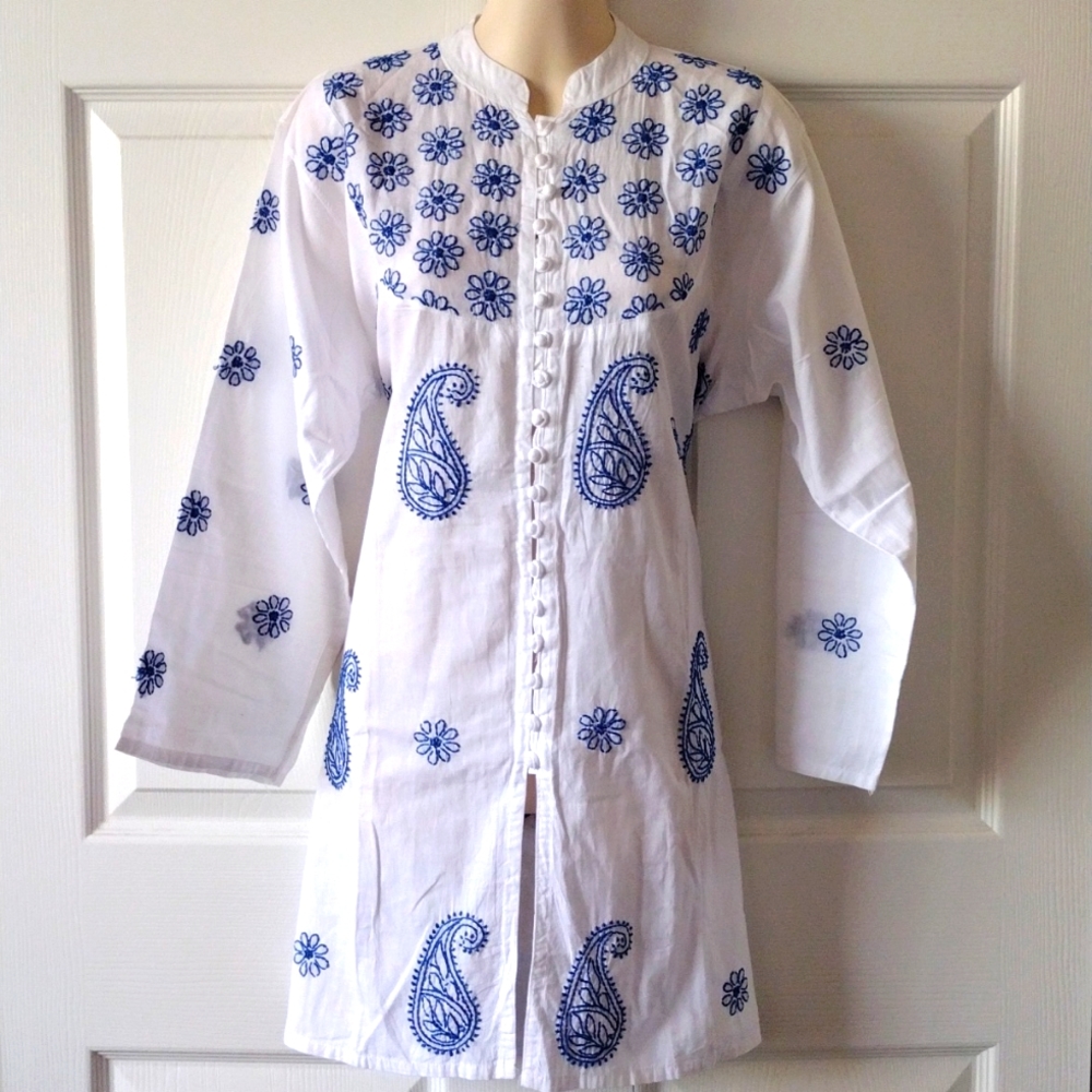 Cotton Tunic kurta kurti hand Embroidered kameez XL